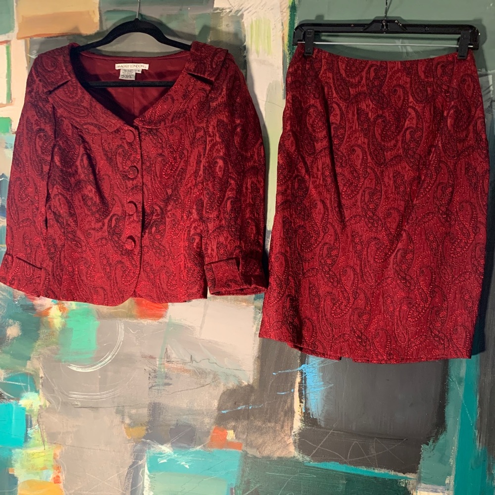 Maggy London Deep Red Suit